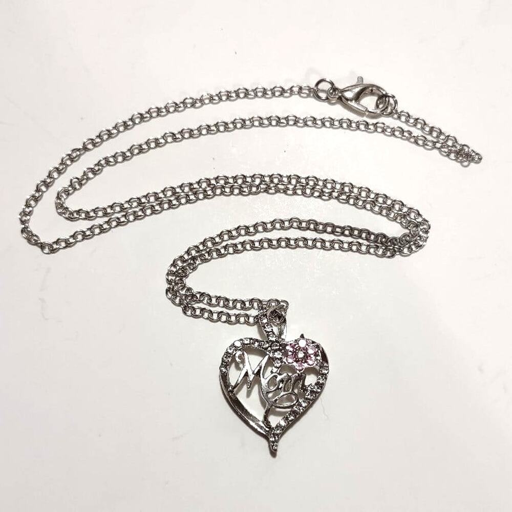 Mother's Day Necklace Mom Heart 925 Chain Rhinestones Christmas Birthday Gift